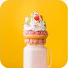Cone with icecream on yellow wall